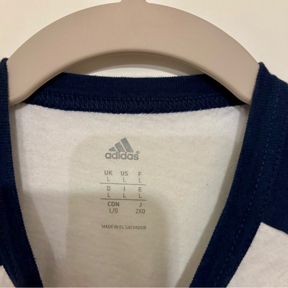 Adidas - Boys Size L - Navy & White Baseball Length Sleeve Shirt - Picture 2 of 3